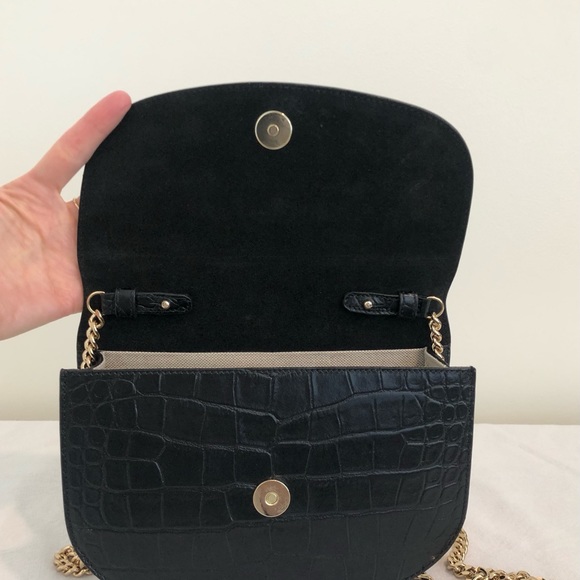 A.P.C. Genève Bag Black Croc Embossed Clutch Chain Crossbody - Picture 8 of 8
